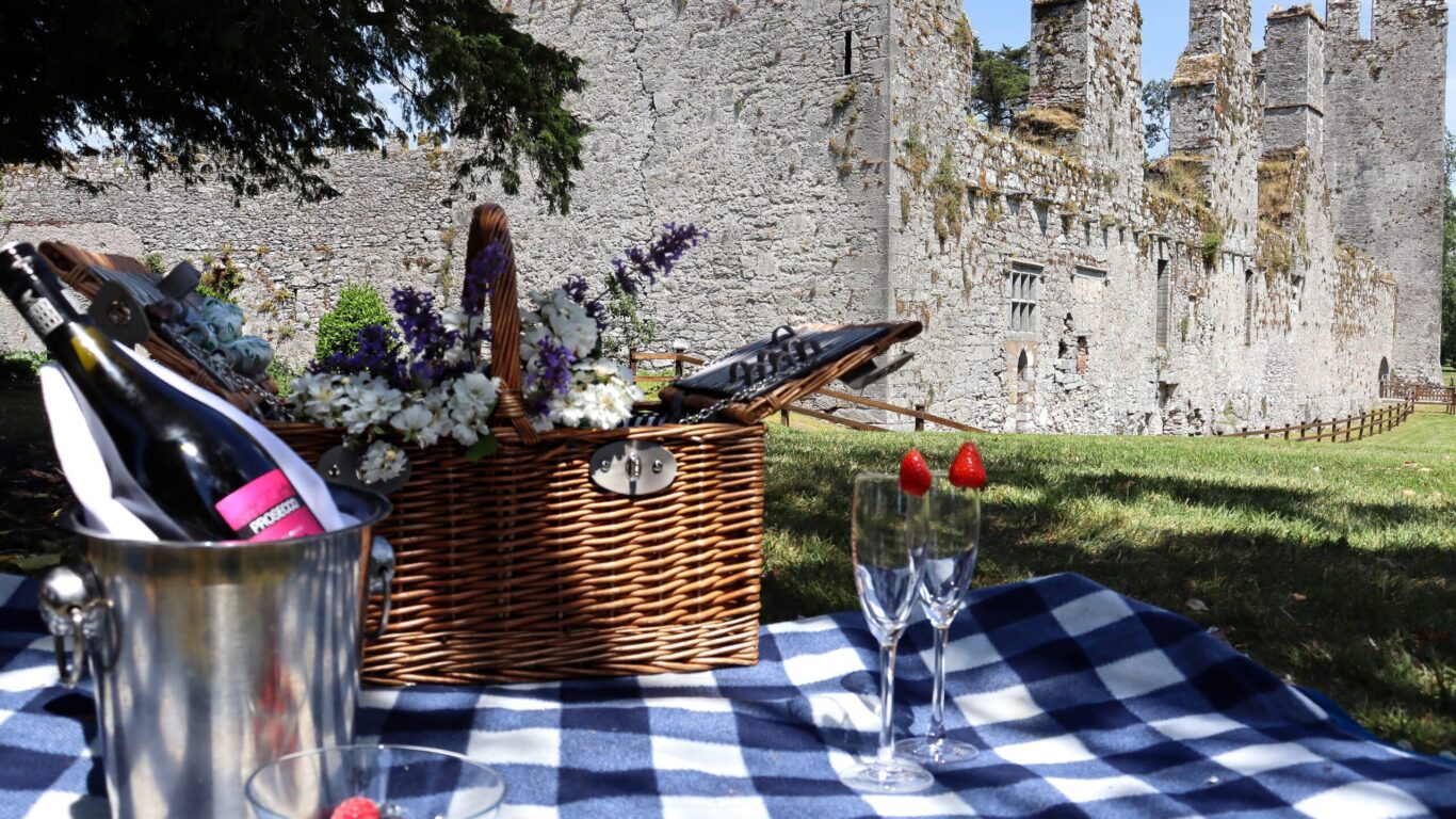 Picnic outside by castle moate